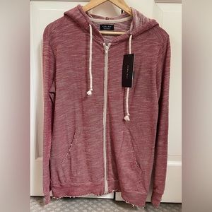 Zara Man Heathered Red Zip Up Hoodie